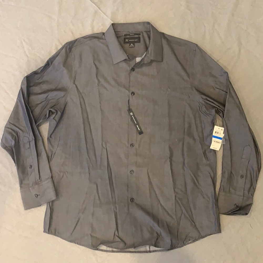 INC International Concepts Charcoal Grey Button Down XL